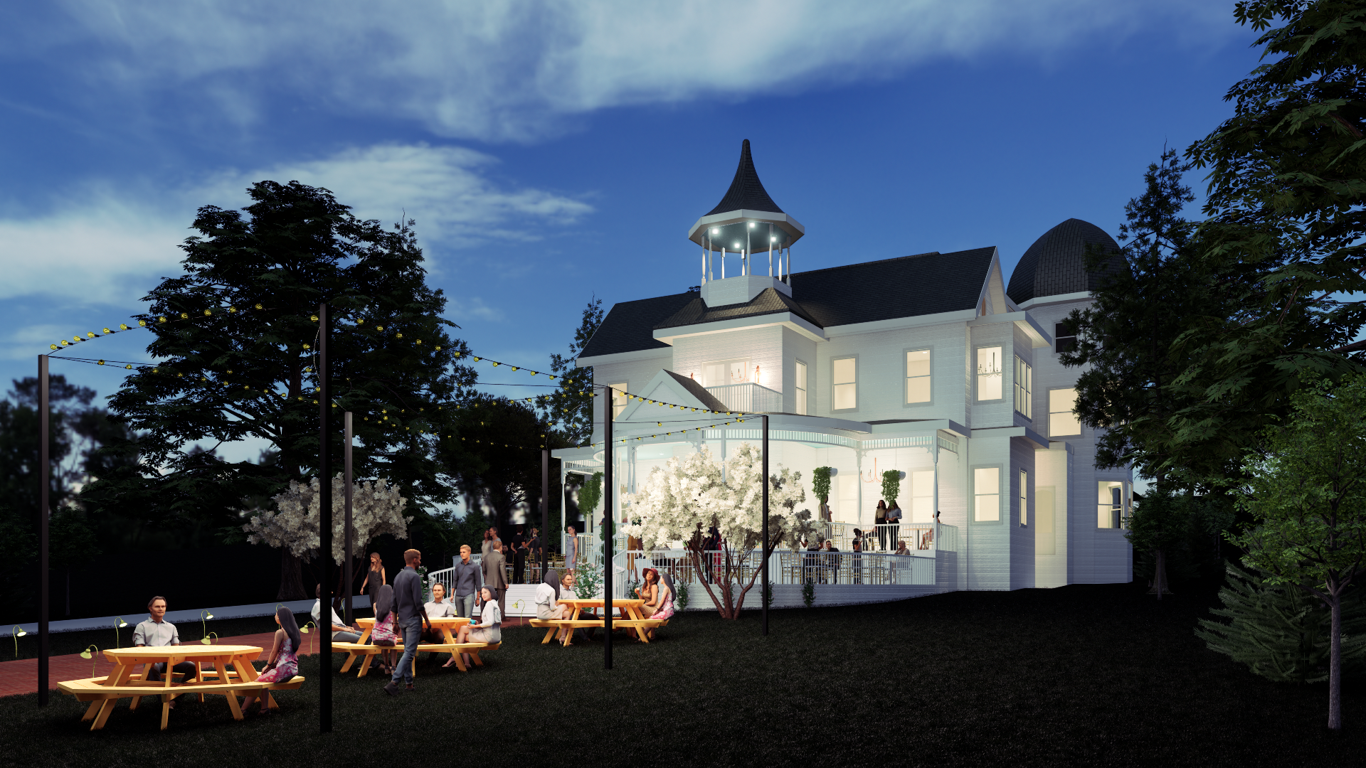 Rendering of the completed Magnolia at night